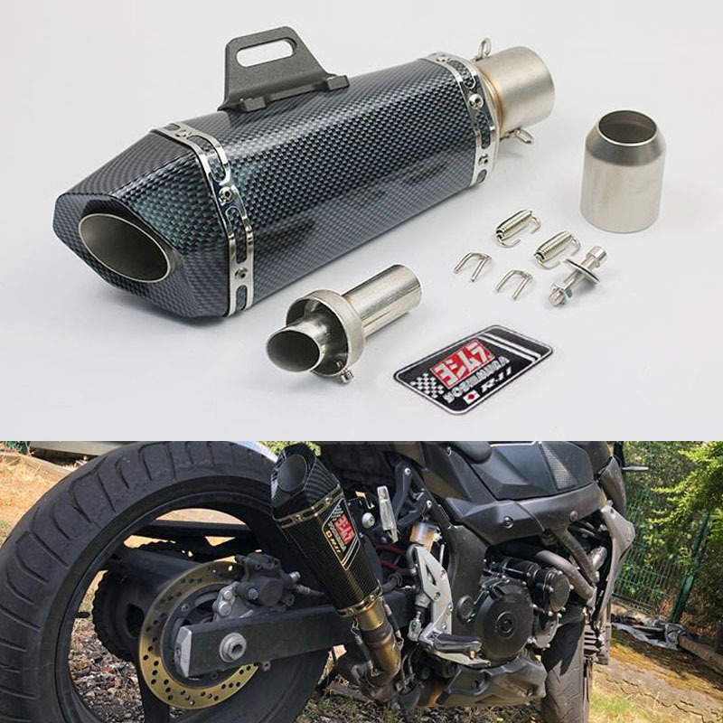 51mm摩托车排气管改装锥形小六角仿碳全仿钛天蝎吉村带回压消声器