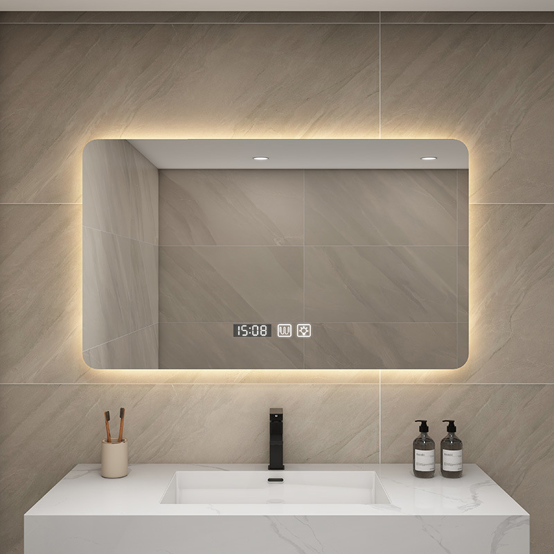 Hotel Engineering Smart Bathroom Square Mirror Touch Screen Fog Mirror Antifog Glasses Wall-Mounted Bathroom Led Mirror with Light