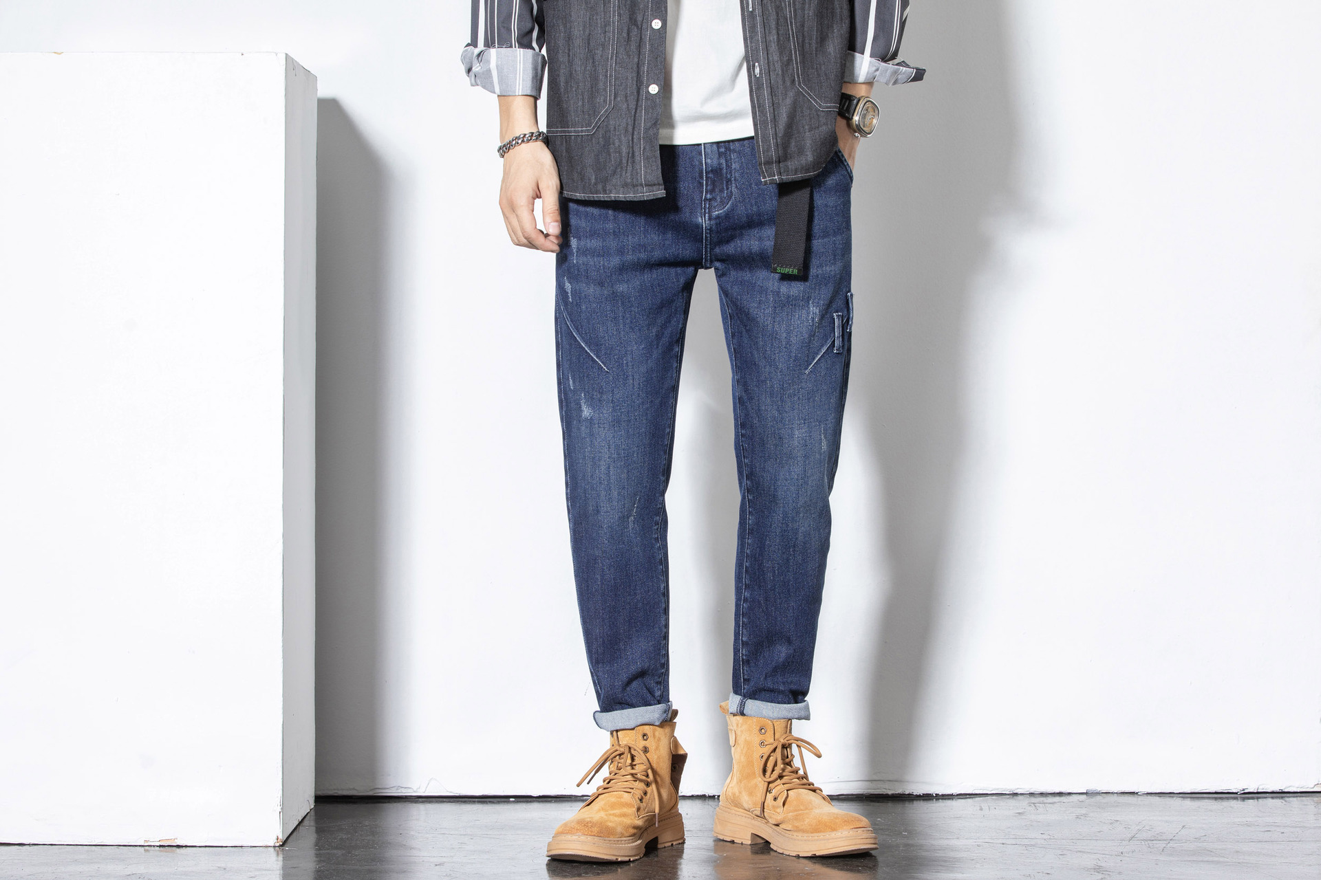 广州新塘牛仔裤男高端潮男休闲宽松直筒时尚lee牛仔长裤男装裤子