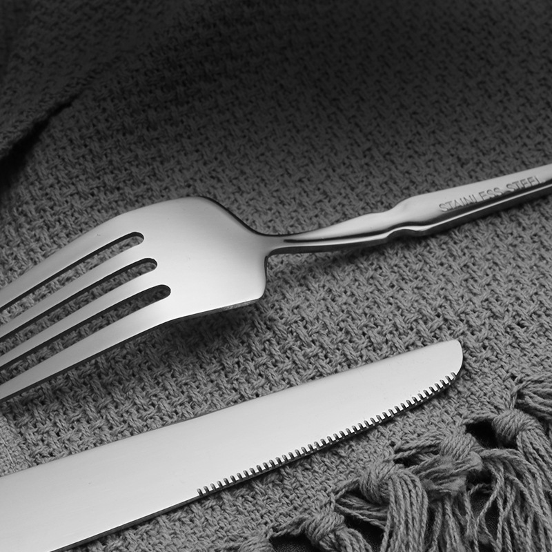 Amazon Cross-Border Stainless Steel Western Tableware Knife, Fork and Spoon Small Waist Four Main Pieces Steak Knife and Fork Good-looking Suit