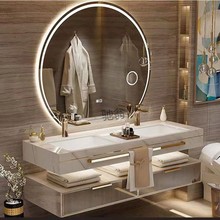 Vjd轻奢岩板一体浴室柜组合卫生间现代洗漱台洗手台智能洗脸池双