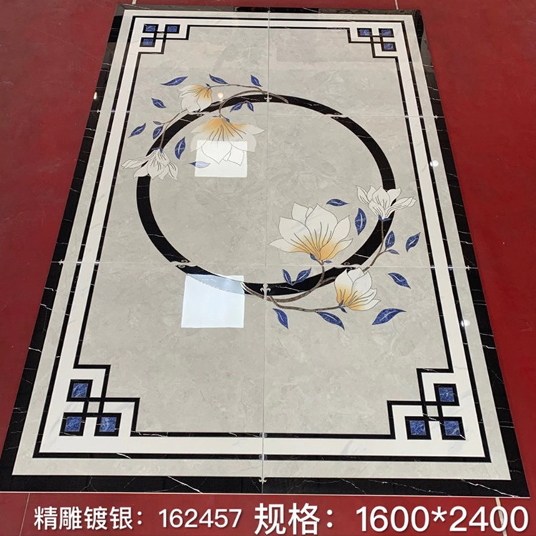 客厅餐厅仿水刀拼花瓷砖新中式800瓷砖过道走廊玄关现代简约地花