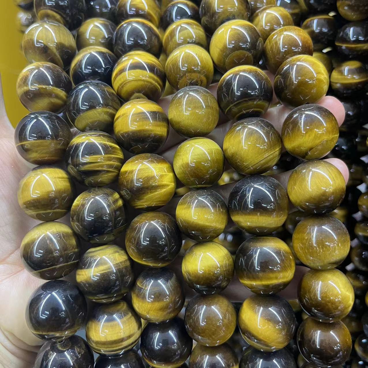 18mm 光面圆珠 黄虎眼石 aaa级 tiger eye diy 饰品 男款手链
