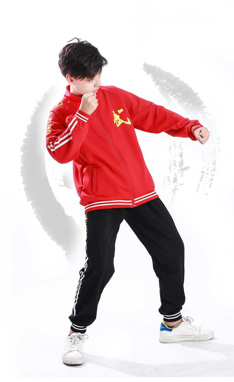 儿童武术服装套装男散打搏击套路训练衣服体操加厚秋季长袖练功服