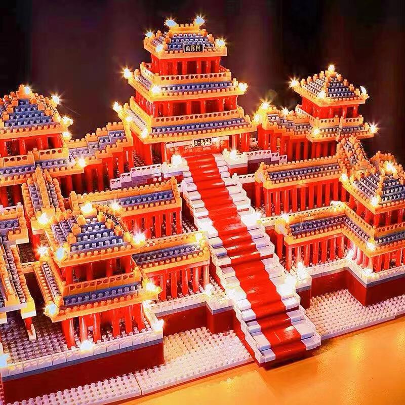 兼容乐高微钻小颗粒积木著名阿房宫建筑模型玩具一件代发工厂直销