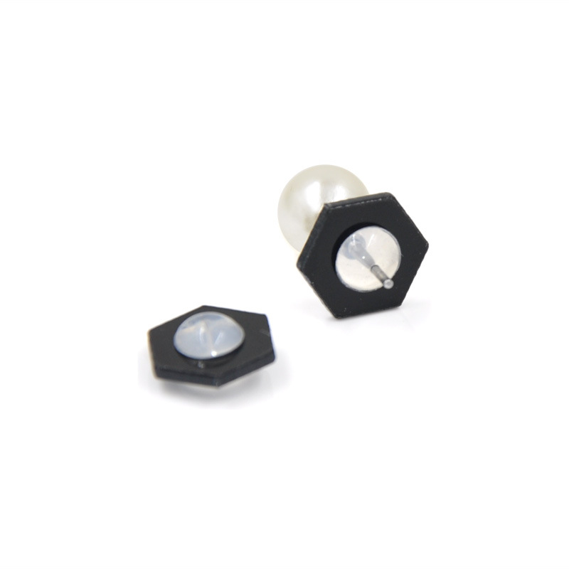 Hexagonal Silicone Transparent Earplug Frisbee Anti-Drop Earrings Back Earnut Black Ear Force Ornament Accessories Wholesale