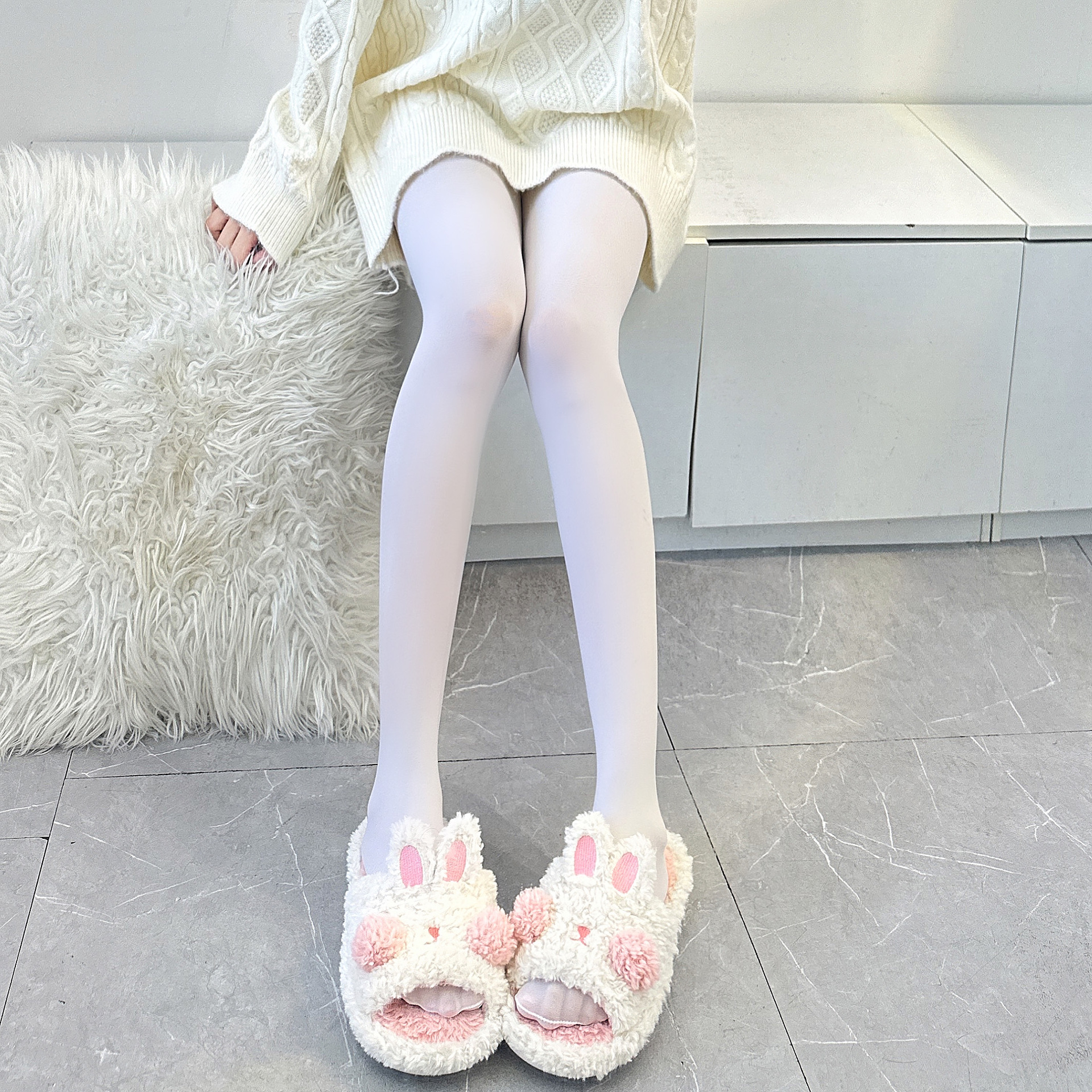 White Silk Stockings Female Loli Student Lolita Socks Japanese Girl Milky White Uniform Mask Pantyhose