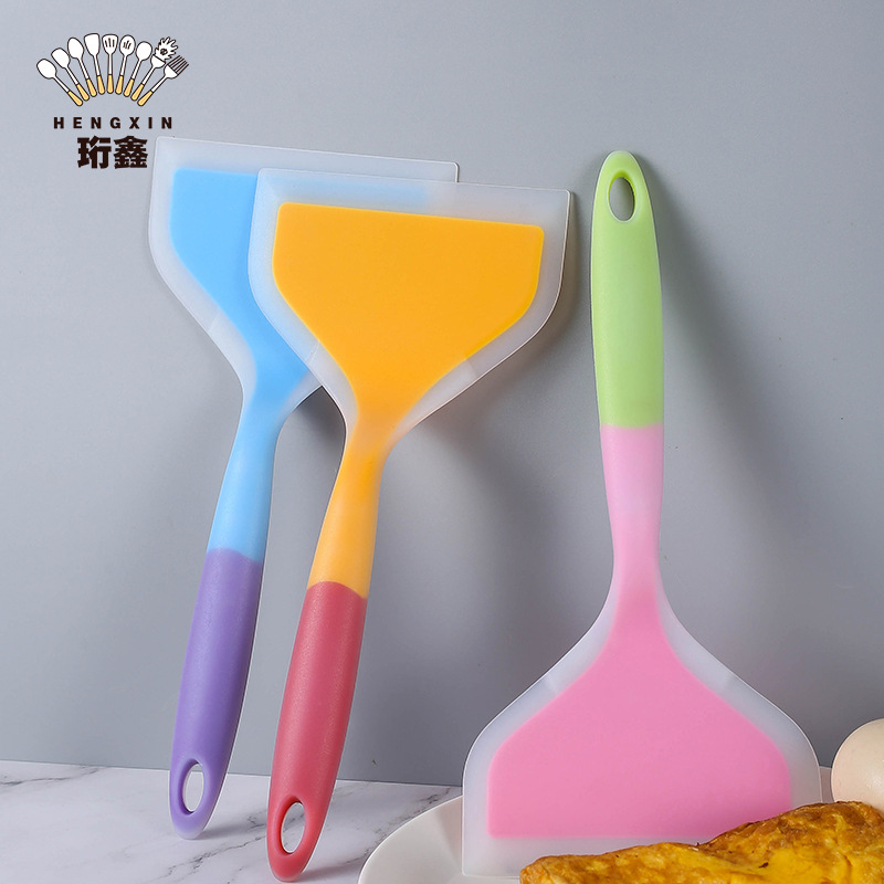 Factory in Stock Transparent Two-Color Silicone Wide Mouth Spatula Translucent Tamagoyaki Spatula Kitchen Utensils Silicone Shovel