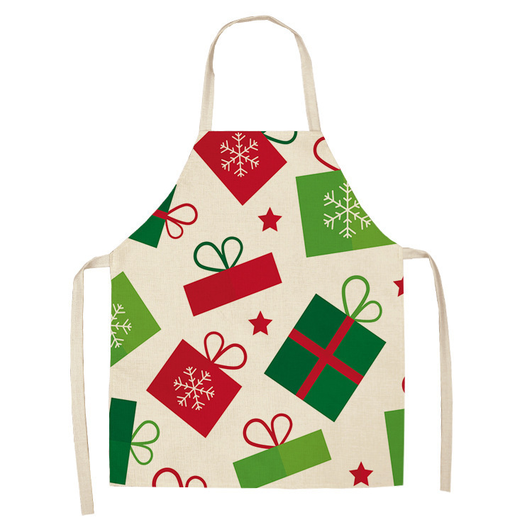 Cross-Border Christmas Series Apron Christmas Decorative Apron Linen Cleaning Sleeveless Coverall Baking Antifouling Apron Direct Supply