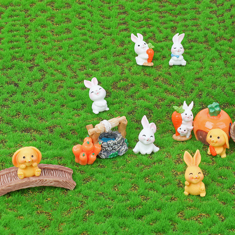 Micro Landscape Mini Little Bunny Decorations Cute Cartoon Simulation Animal Resin DIY Bonsai Landscaping Small Ornaments
