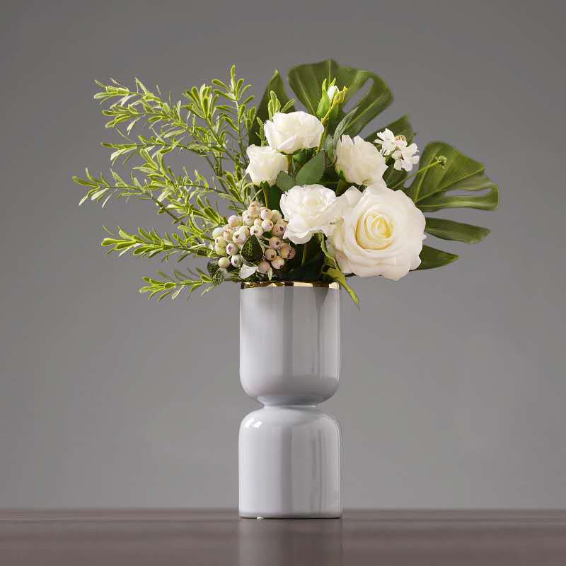 时尚现代潮流陶瓷桌面花瓶摆件 客厅插花创意个性餐桌软装饰品