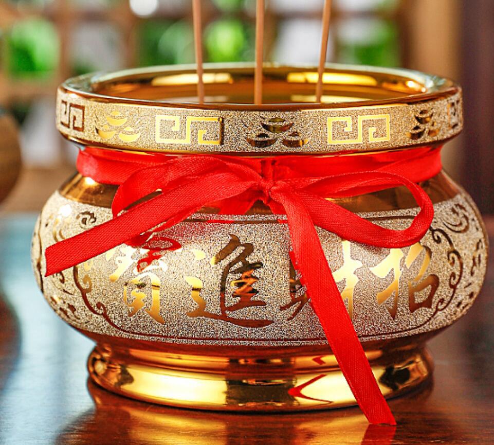 沙金香炉陶瓷佛具供佛财神炉312