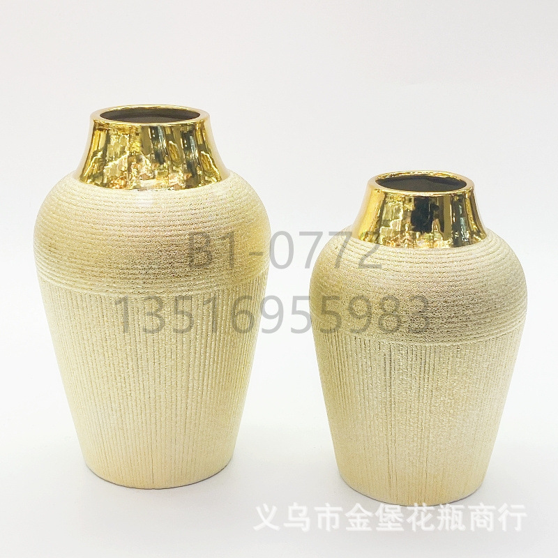 Factory Wholesale Ceramic High-Grade Shrink Point Glaze Artisan Vase Ceramic Flower Receptacle Frosted Flower Pot Crafts Home Furnishings