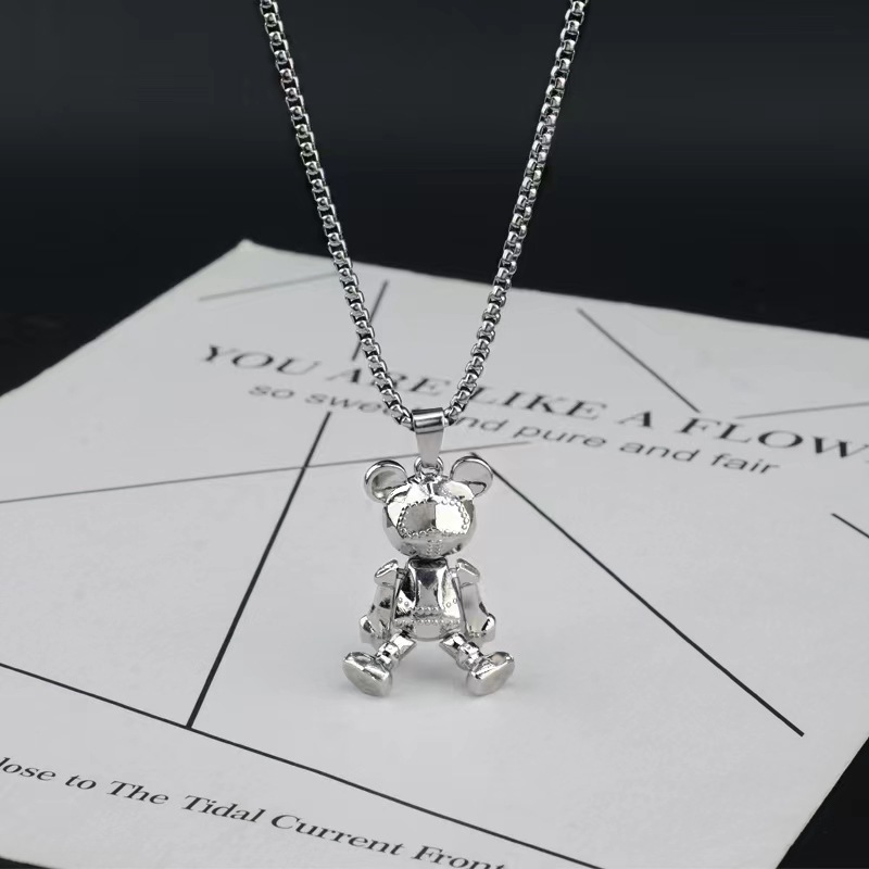 可活动小熊项链男潮嘻哈朋克情侣长款百搭毛衣链网红吊坠配饰饰品