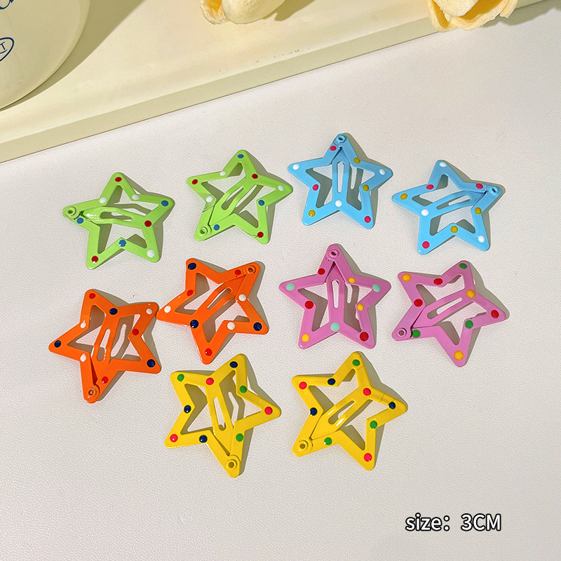 XINGX Hairpin Color Children's Hair Accessories Girls' Cute Baby Headdress Pentagram Hairpin Little Girl's Broken Hair BB Clip