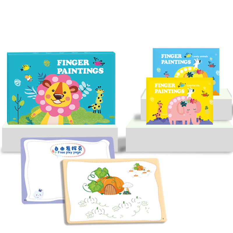 Cross-Border Hot Product Puzzle Finger Painting Baby Finger Point Painting Comes with Inkpad Color Filling Painting Card Picture Album Suit