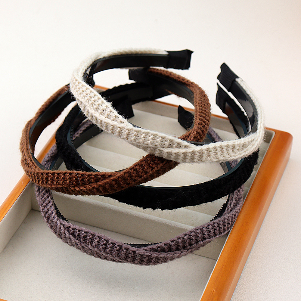 秋冬新款纯色毛线编织发箍小众百搭高颅顶头箍时尚轻奢高级感发饰