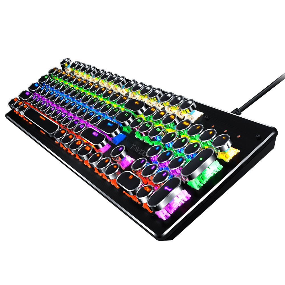 Cross-Border Lei Lang T75 Real Mechanical Keyboard Wired Computer Luminous E-Sports Games Retro Punk round Keyboard Wholesale