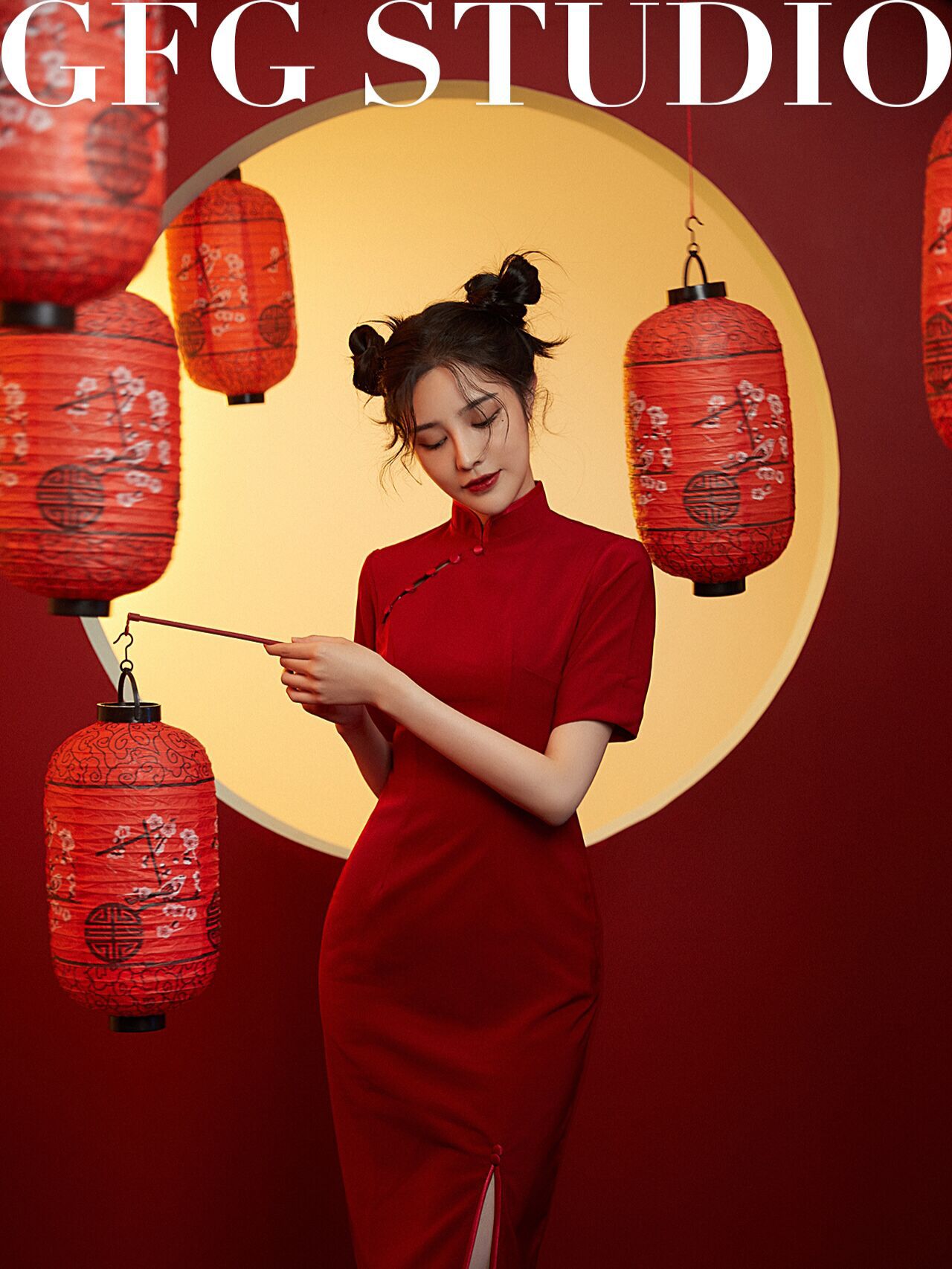 影楼新款写真服装女新年中国风少女旗袍复古艺术照春节拍照摄影服