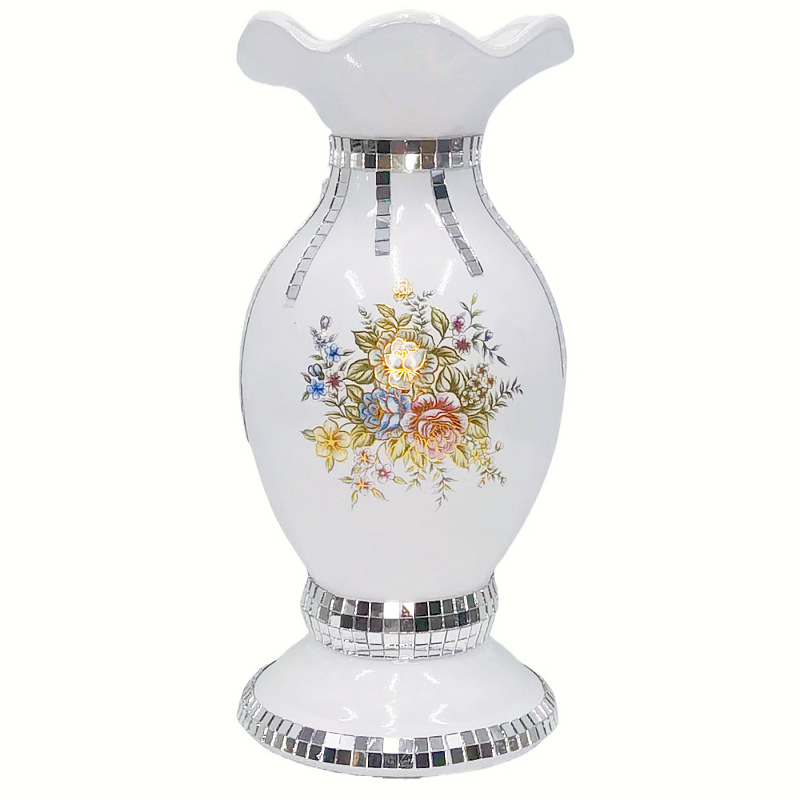 white glaze applique vase living room flower arrangement dried flower ornament ceramic decoration flower arrangement decoration creative simple furnishings 8