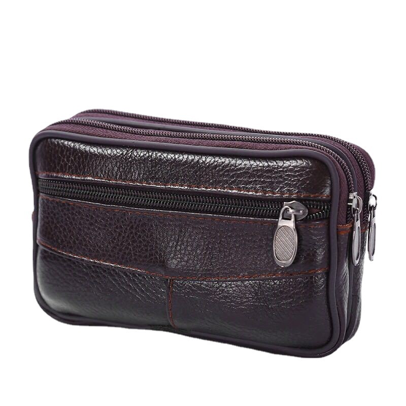 New Stall Supply Wear Mobile Phone Belt Pouch Multi-Functional Cowhide Coin Purse Horizontal Business Factory Wholesale