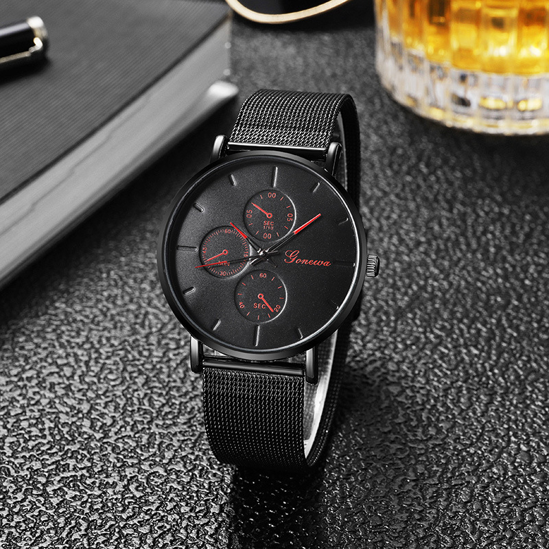 Wish Cross-Border Hot Fashion Elegant Ultra-Thin Mesh Belt Men's Table High-End Business Men's Quartz Watch Spot Wholesale