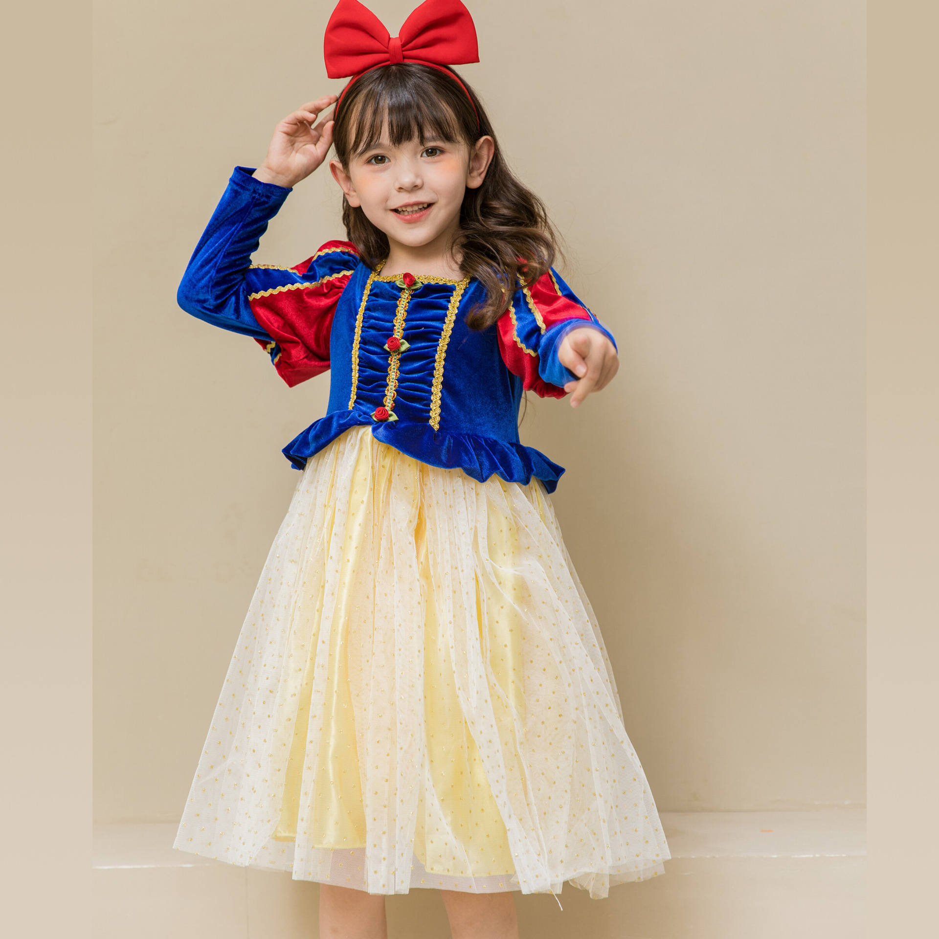 白雪公主裙子连衣裙女童儿童衣服生日秋季爱莎服装演出服公主裙