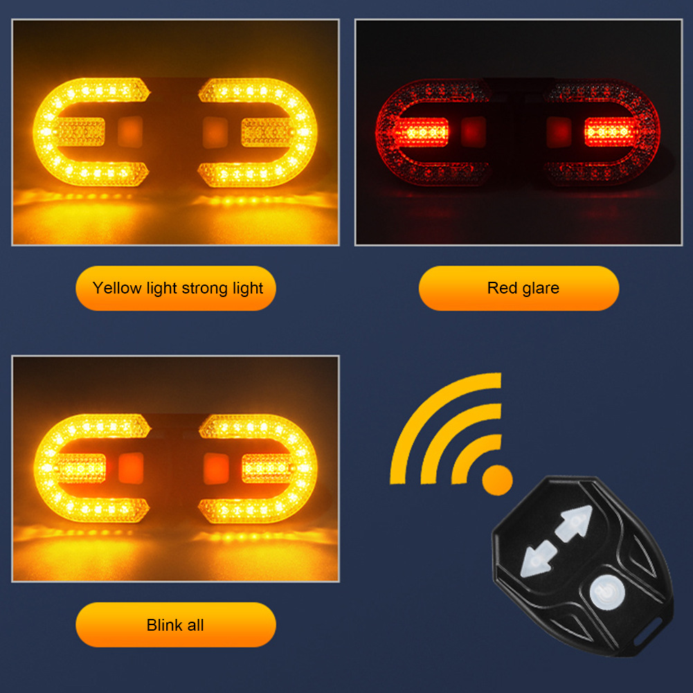 Road Bicycle Light Wireless Remote Control Operation Turn Signal Mountain Bike Usb Rear Lamp Riding Warning Light