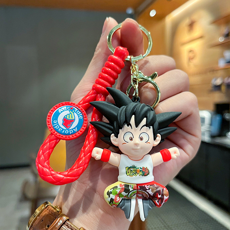 Cartoon Anime Dragon Ball Wukong Three-Dimensional Doll Car Key Ring Hanging Piece Pendant Night Market Stall Gift Wholesale