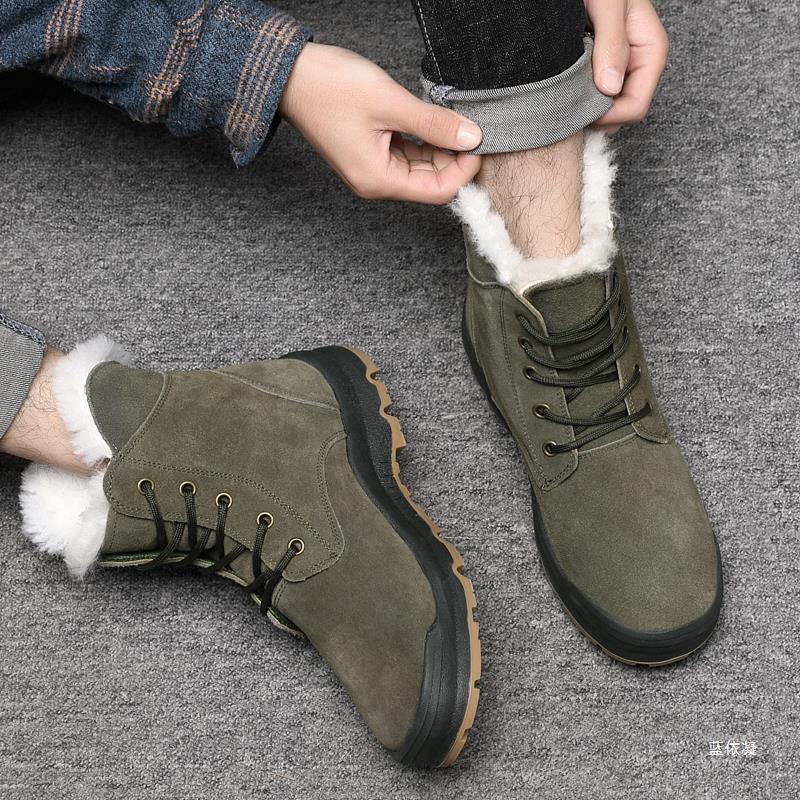 冬季防寒靴羊毛东北雪地靴防滑软底保暖靴皮毛一体冬靴-阿里巴巴
