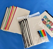 学生帆布笔袋   空白套装  DIY涂鸦笔袋 拉链袋   收纳袋铅笔袋