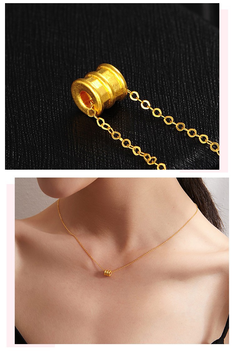 足金999小蛮腰路路通素金项链网红吊坠转运珠锁骨颈链套链送女友