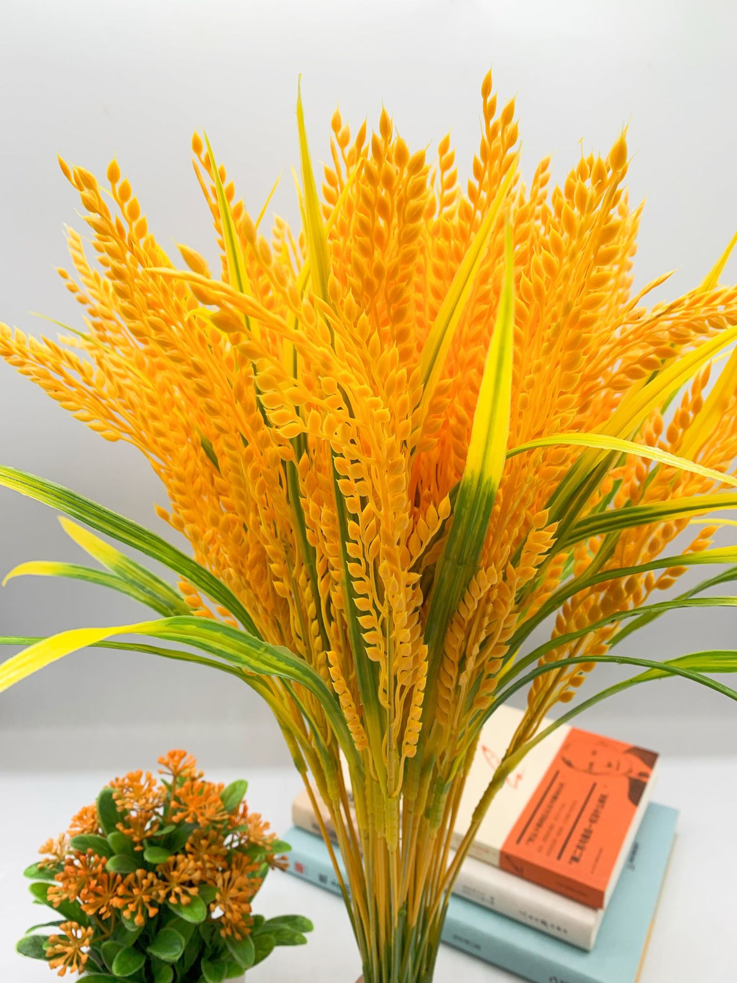 仿真麦穗叶稻穗塑料装饰假花5头小麦穗水稻加灯室内外工程道具