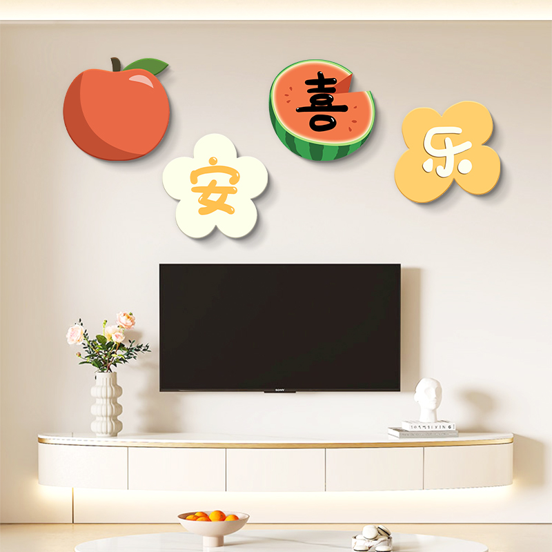 平安喜乐电视背景墙装饰画寓意好客厅沙发背景墙挂画餐厅组合壁画