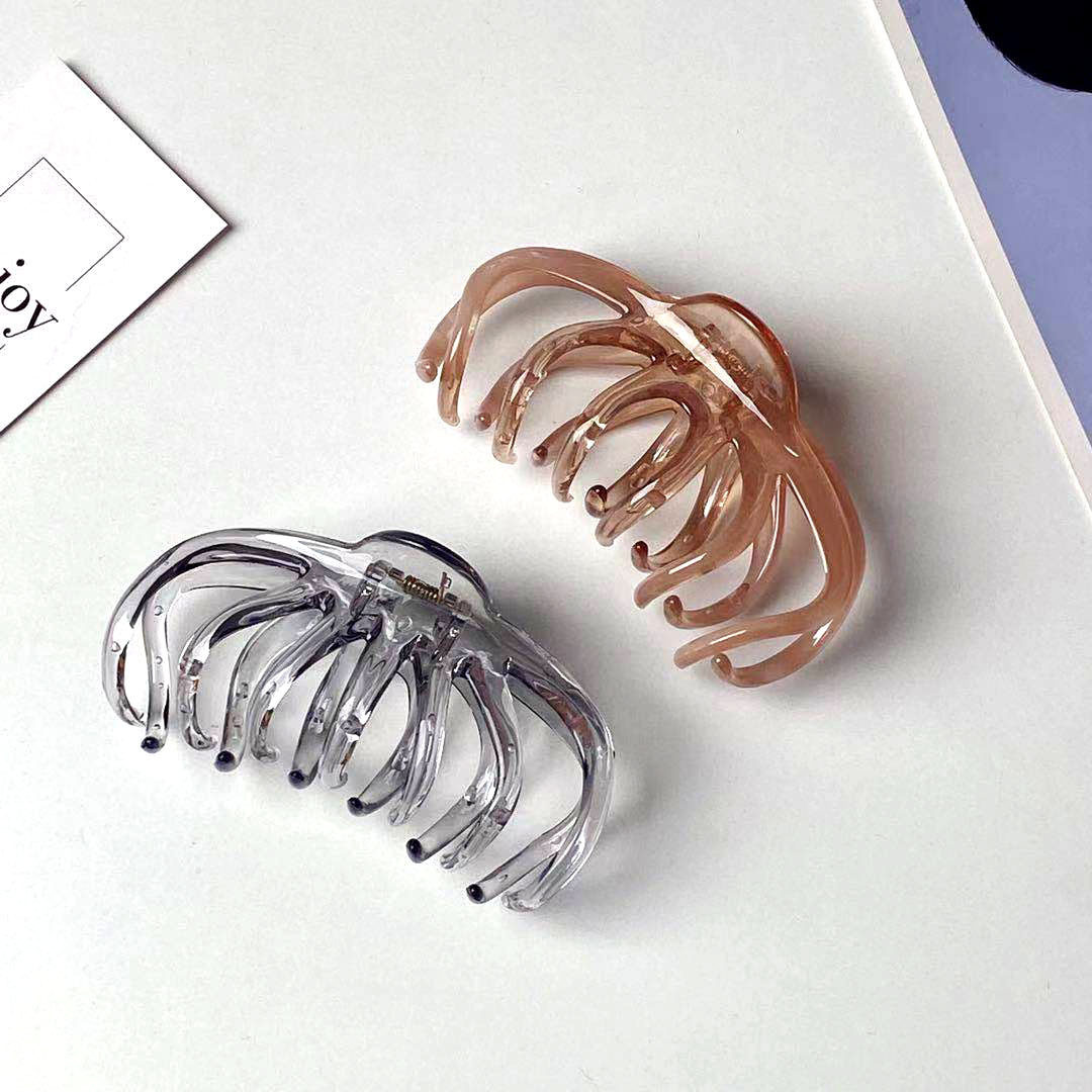 韩国法式慵懒优雅果冻色亚克力大号抓夹盘发夹ins气质后脑勺发夹