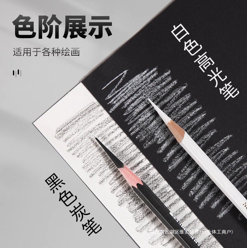 白炭笔美术生软碳笔白色高光素描速写碳铅笔套装学生绘画白碳笔软