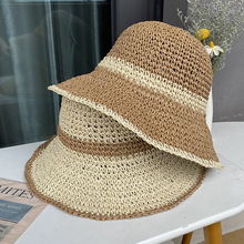 韩国手工编织钩针草帽女士出游遮脸渔夫帽夏季透气大沿沙滩遮阳帽