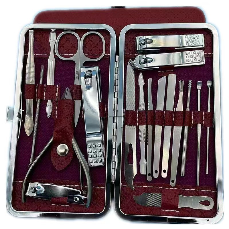 19 Pieces Manicure Set Fingernail Maintenance Kit Nail Clippers Manicure Implement Fingernail Maintenance Kit Large Wholesale