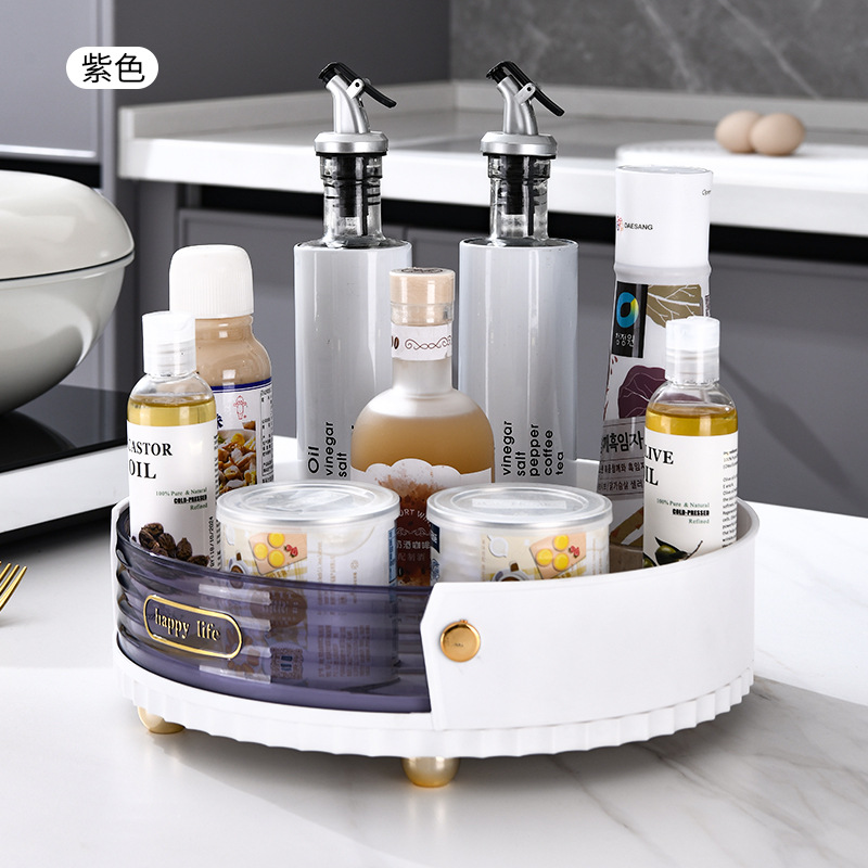 Rotating Storage Box Cosmetic Storage Tidy Tray Kitchen Spice Bottle Storage Rack plus-Sized Thickened Light Luxury Candy Plate
