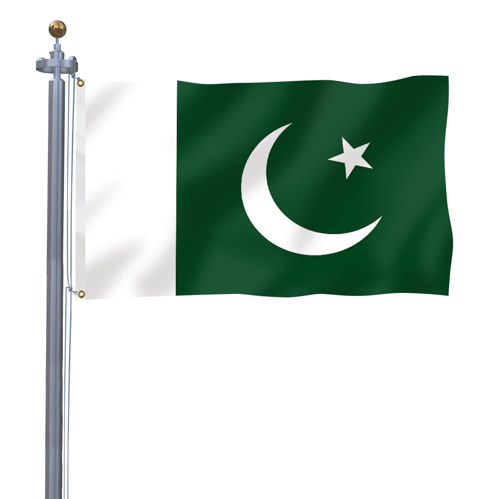 Cross-Border Pakistan Flag Wholesale 90 * 150cm Buckle Polyester Digital Printing Pakistan Flag Customization