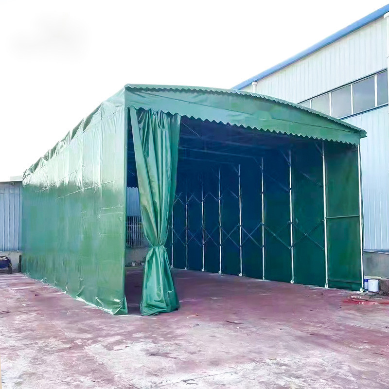 扬州大型户外移动推拉棚伸缩式电动棚折叠停车遮阳蓬活动收缩帐篷