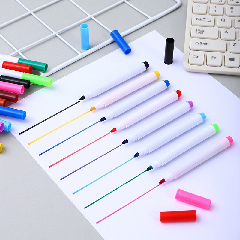 Color Whiteboard Marker Water-Based Erasable Student Environmental Protection Brush Ink-Adding Office Fine Pen Tip Water-Based Marking Pen White