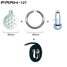 FRRK男用CB锁短款阳具笼阴茎锁金属贞操锁穿戴+尿管 成人情趣玩具