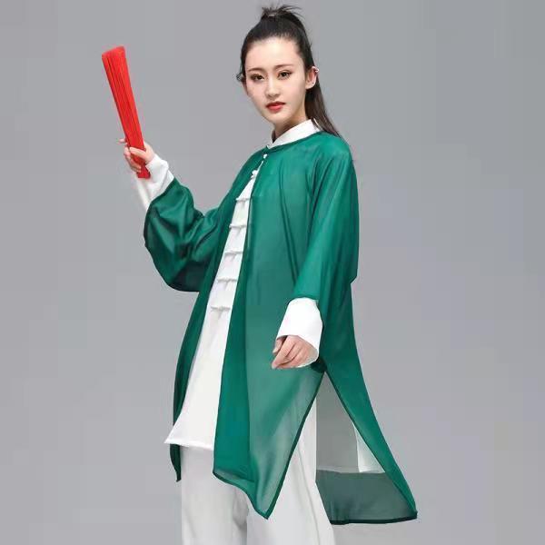 网红款太极服女披纱观赏太极表演比赛服中国风男单件披风披肩纱衣