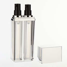 厂家直供30ml双管真空瓶隔离霜粉底液玻璃瓶可喷色可订制logo