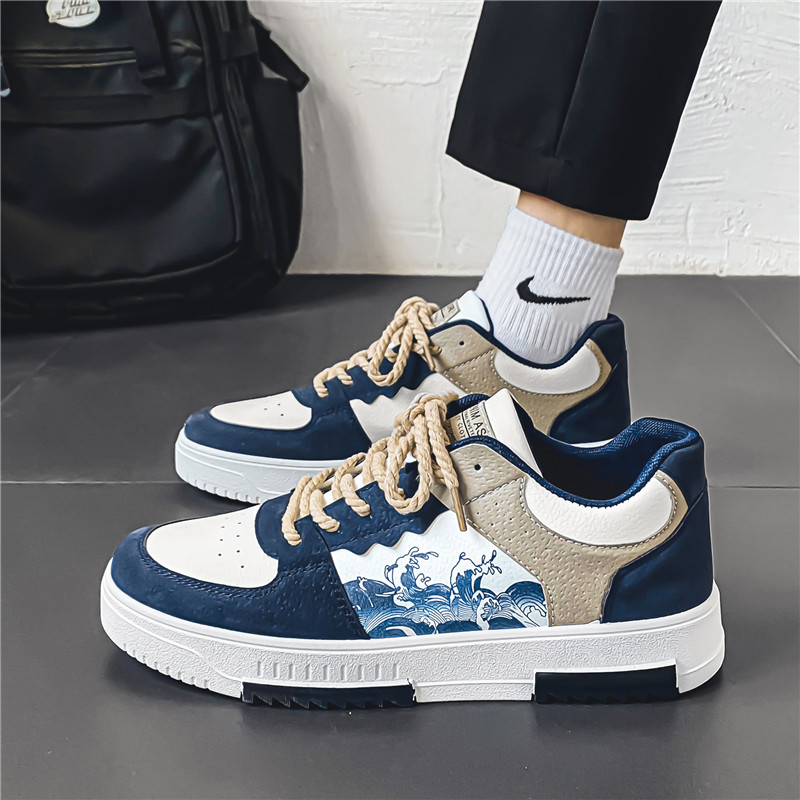 Men's Shoes Spring 2024 New Breathable White Shoes Korean Trendy All-Match Shoes Men's Wear-Resistant Sports Casual Shoes