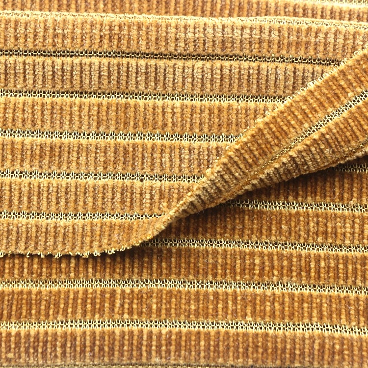 横抽条粗针罗纹雪尼尔半边绒全涤粗针螺纹雪尼尔罗纹半边绒布面料