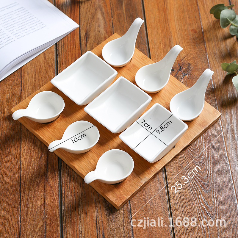 Wholesale Sauce Dish White Porcelain Hotel Tableware Japanese Sushi Seasoning Dish Multi-Grid Soy Sauce Sauce Dish Logo Customization