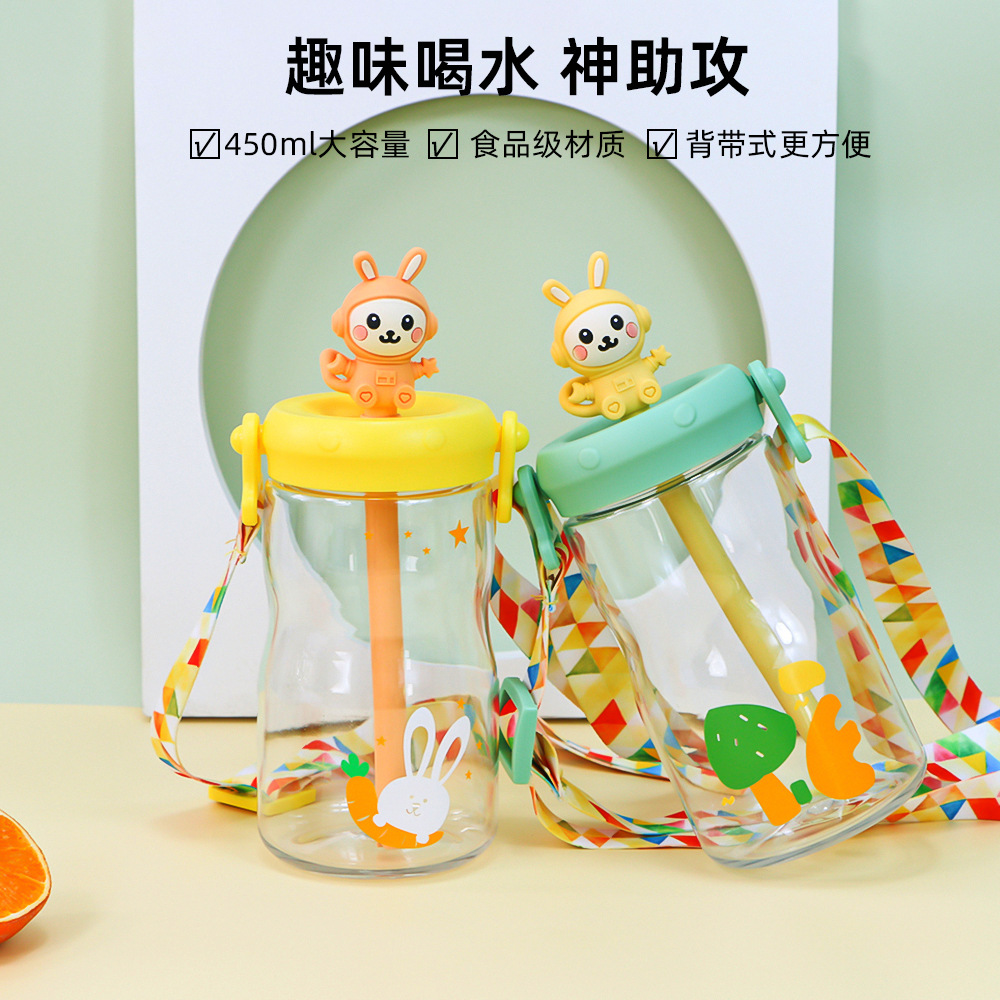cartoon baby straw cup food grade tritan children water cup accompanying cup large capacity drinking water water-cooled extraction cup