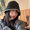 the republic of korea Dongdaemun Agency purchase Chessboard grid Fisherman hat solar system Versatile Spring and summer Sunscreen Large canopies ins fashion